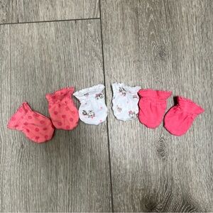 GERBER 3PC NEWBORN INFANT SCRATCH MITTENS PINK 0-3MO